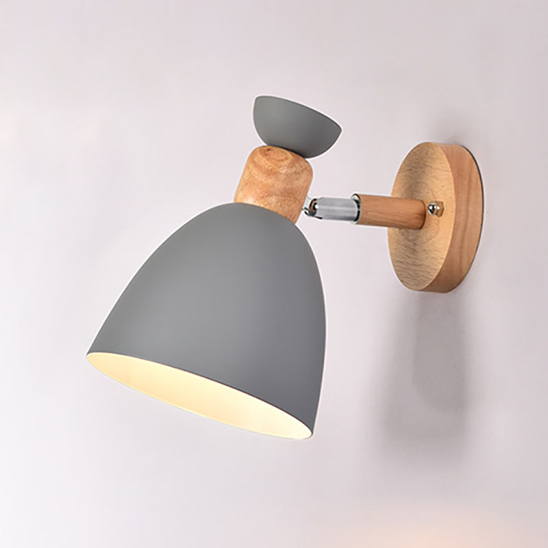 Moderne minimalistische runde Horn Aluminium Holz 1-Licht Wandleuchte Lampe für Schlafzimmer 