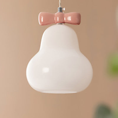 Contemporain Créatif Gourde Bow Matériel Verre Suspension 1-Lumière Pour Salon 