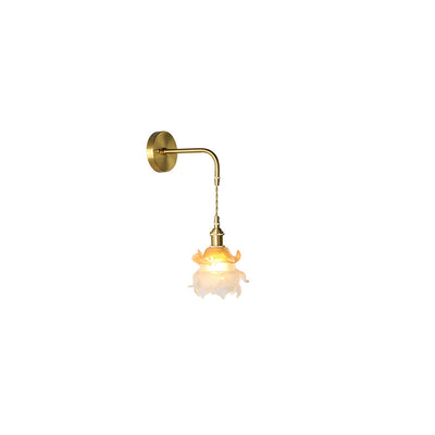 Applique murale 1-lumière en verre cuivré avec boule cylindrique fleur traditionnelle française pour chevet 