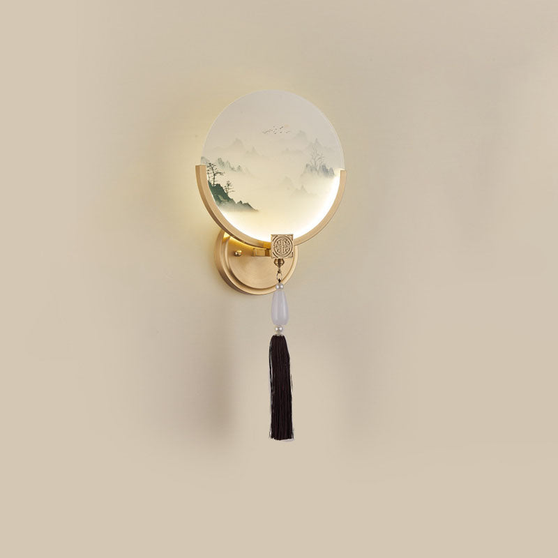 Modern Transitional Round Fawn All Copper Glass Silicone LED Wall Sconce Lamp For Living Room