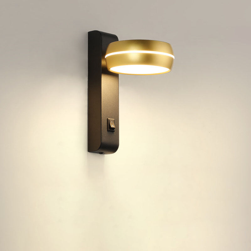Lámpara Aplique de Pared LED PS de Aluminio y Hierro Rectangular Redonda Minimalista Moderna para Dormitorio 
