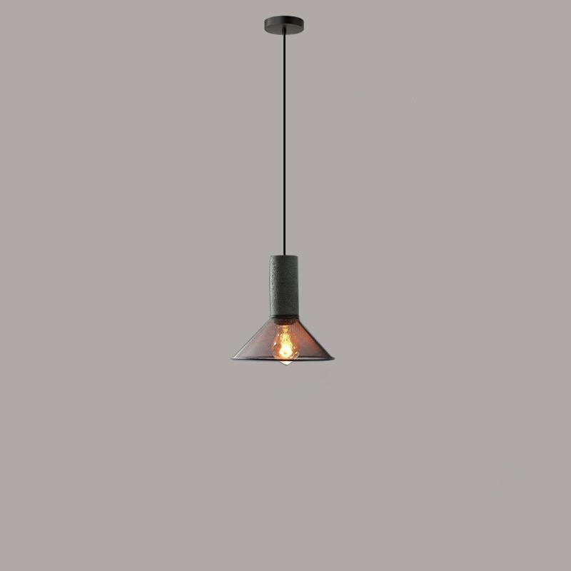 Contemporary Industrial Cylindrical Tapered Cement Iron 1-Light Pendant Light For Living Room