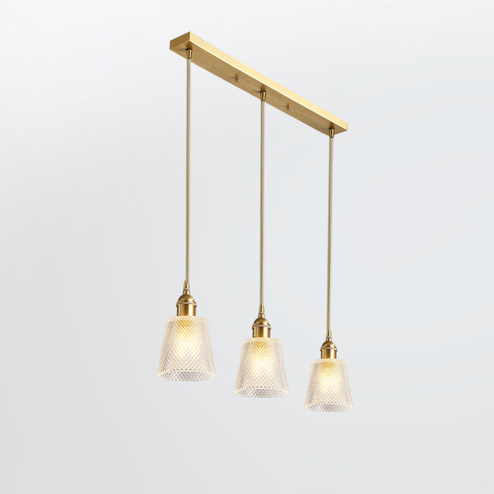 Lustre moderne minimaliste cylindrique trapézoïdal en laiton et verre 1/2/3 lumières pour salle à manger 