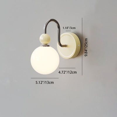 Traditional French Flower Round Ball Iron Glass 1-Light Wall Sconce Lamp For Bedroom