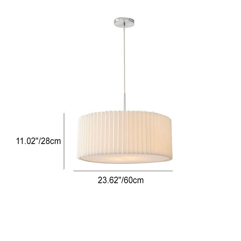 Contemporary Scandinavian Pleated PVC Fabric Hardware Drum Cone 1-Light Pendant Light for Living Room