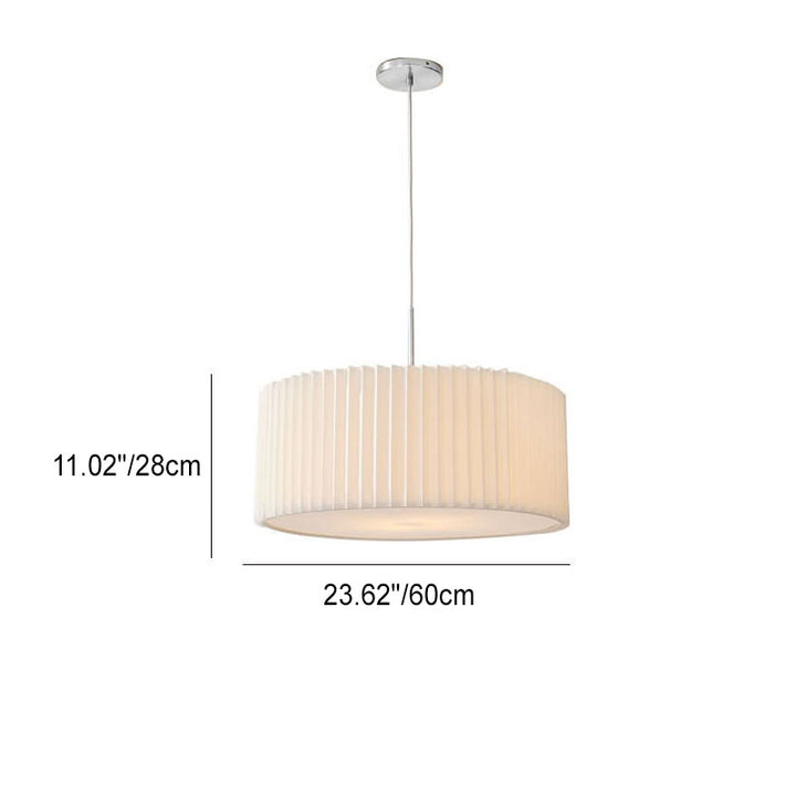 Contemporary Scandinavian Pleated PVC Fabric Hardware Drum Cone 1-Light Pendant Light for Living Room
