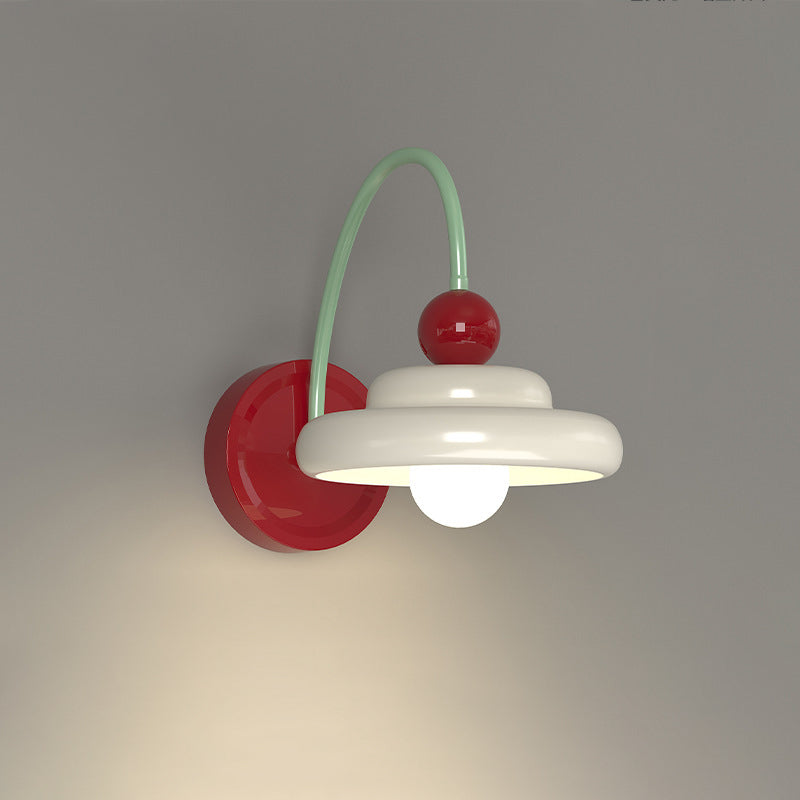 Zeitgenössische kreative Kegel Doppelschicht Scheibe Eisen Glas 1-Licht Wandleuchte Lampe für Wohnzimmer 