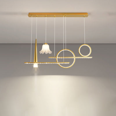 Lustre LED contemporain de luxe avec abat-jour en verre en forme de boule géométrique pour salon 