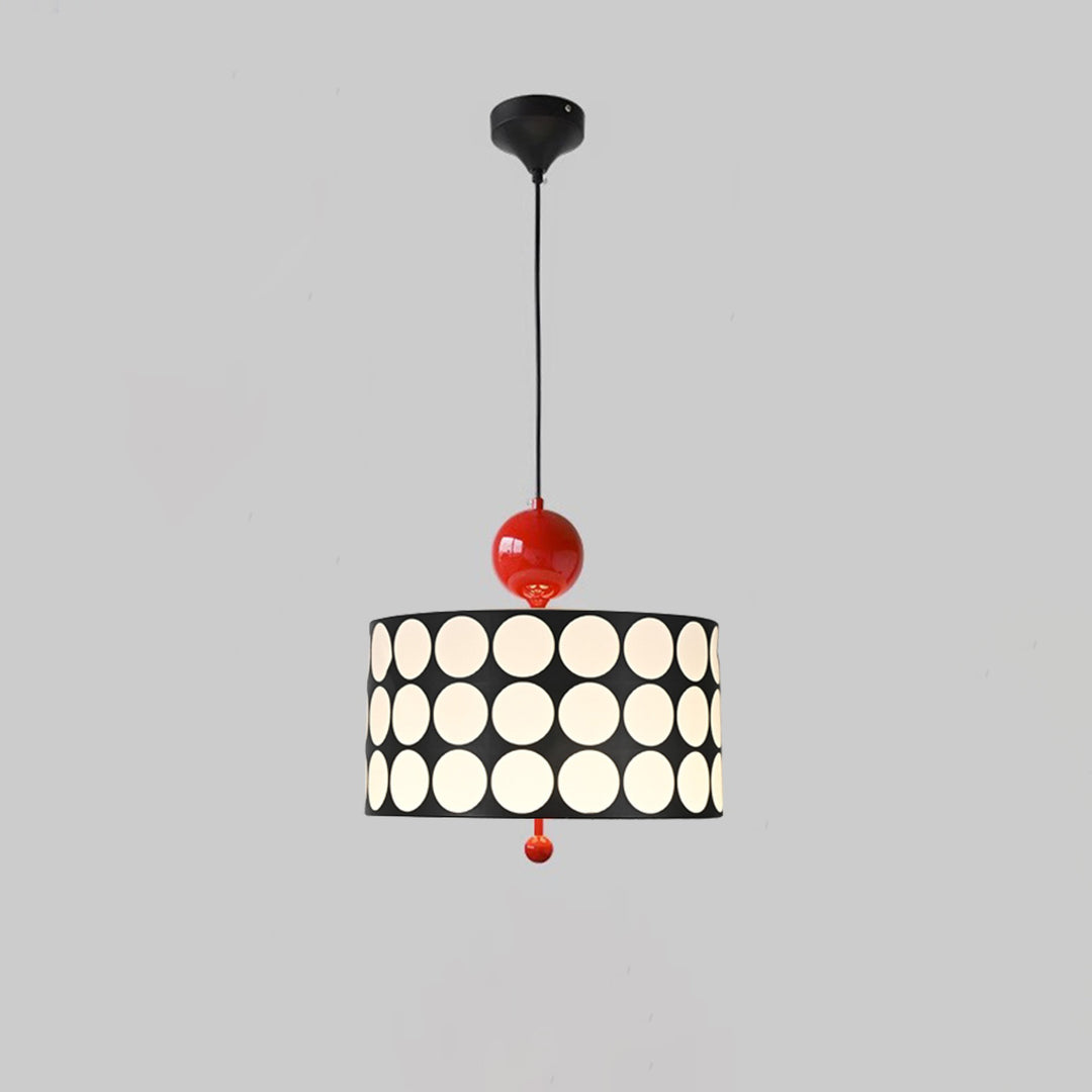 Contemporary Retro Drum Checkerboard Faux Leather Lampshade 3-Light Pendant Light For Dining Room