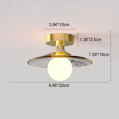 Modern Light Luxury Glass Flower Design Iron 1-Light Semi-Flush Mount Ceiling Light