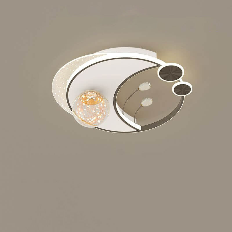 Contemporary Nordic Iron Acrylic Elliptical Star LED Semi-Flush Mount Ceiling Light For Bedroom