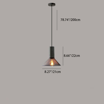 Contemporary Industrial Cylindrical Tapered Cement Iron 1-Light Pendant Light For Living Room