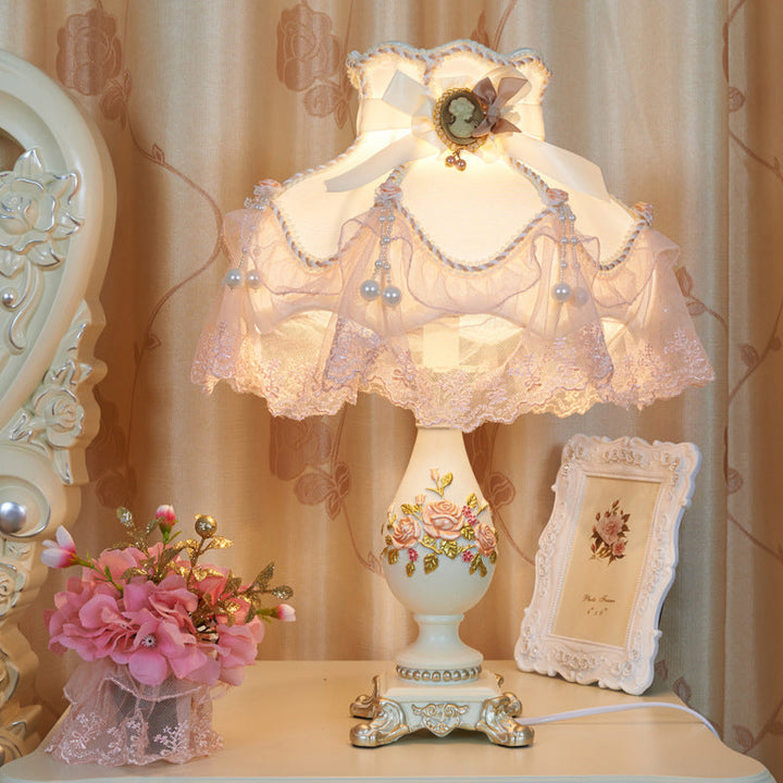 Lampe de table 1 lumière en résine et tissu avec vase traditionnel européen pour chambre 