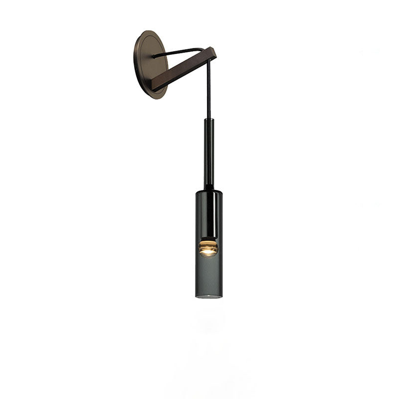 Moderne minimalistische Zylinder-Wandleuchte aus Vollkupfer mit Kristall, 1-flammig, für das Schlafzimmer 