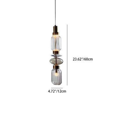 Traditional European Irregular Cylinder Iron Glass 1-Light Pendant Light For Living Room