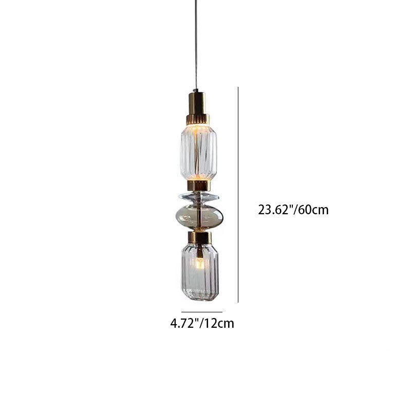 Traditional European Irregular Cylinder Iron Glass 1-Light Pendant Light For Living Room