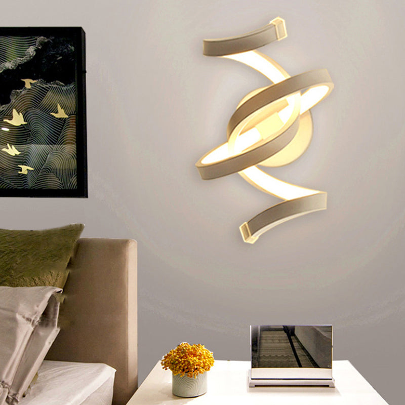 Zeitgenössische kreative Bar Wave Aluminium Acryl LED Wandleuchte Lampe für Wohnzimmer 