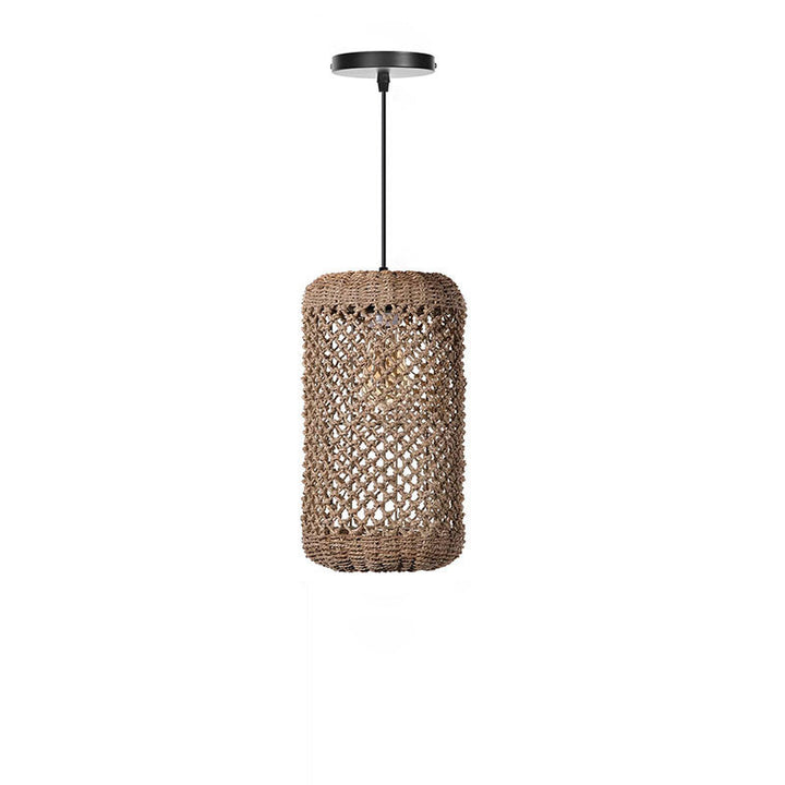 Traditionelle rustikale Rattan Weben Openwork Cage 1-Licht Pendelleuchte für Esszimmer 