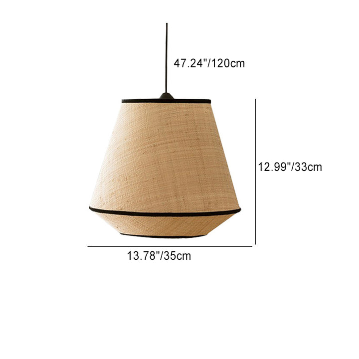 Suspension lumineuse à 1 lumière en tissu de fer trapézoïdal conique cylindrique japonais traditionnel pour salle à manger 