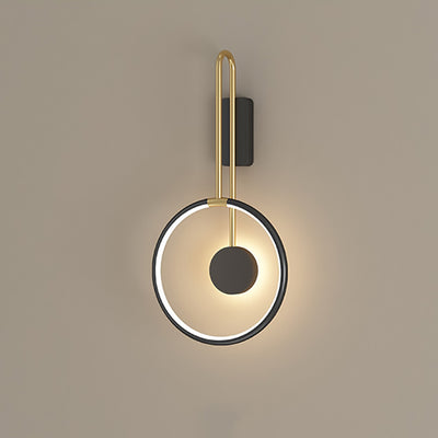 Lámpara de Aplique de Pared LED con Anillo Redondo de Hierro Acrílico Moderno Minimalista para la Mesita de Noche 