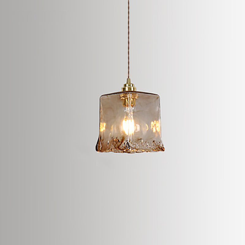 Vintage Amber Glas 1-Licht Pendelleuchte 