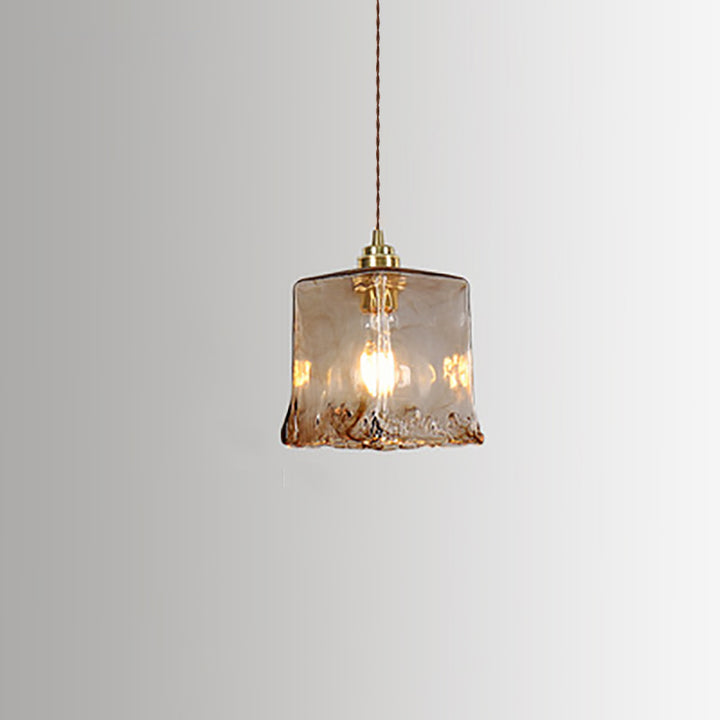 Vintage Amber Glas 1-Licht Pendelleuchte 