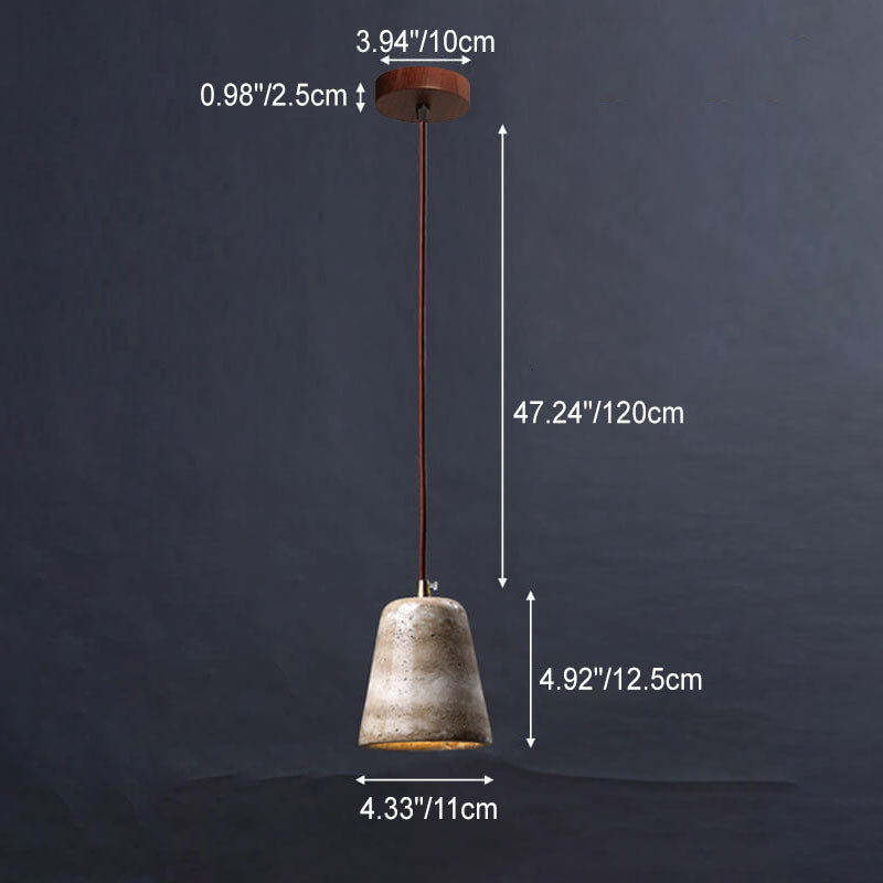 Industrial Creative Round Ball Cone Yellow Travertine 1-Light Pendant Light
