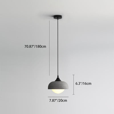 Contemporary Industrial Orb Cement Glass 1-Light Pendant Light For Bedroom