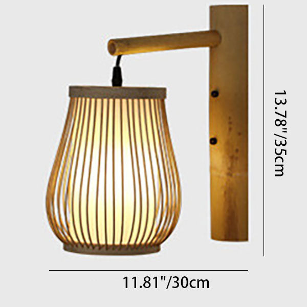 Traditionelle chinesische Weberei Bambuskäfig Form 1-Licht Wandleuchte für Wohnzimmer 