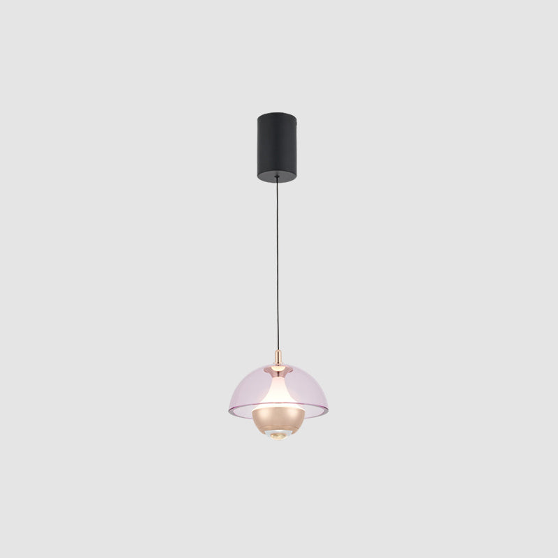 Moderne Einfachheit Hemisphäre Liftable Aluminium Acryl LED Pendelleuchte für Esszimmer 