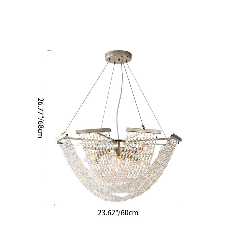 Zeitgenössischer Luxus Mesh Shade Iron Crystal 2/6 Licht Kronleuchter für Wohnzimmer 