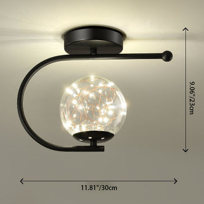 Modern Creative Ball Full Of Stars Hardware Glass LED Semi-Flush Mount Ceiling Light