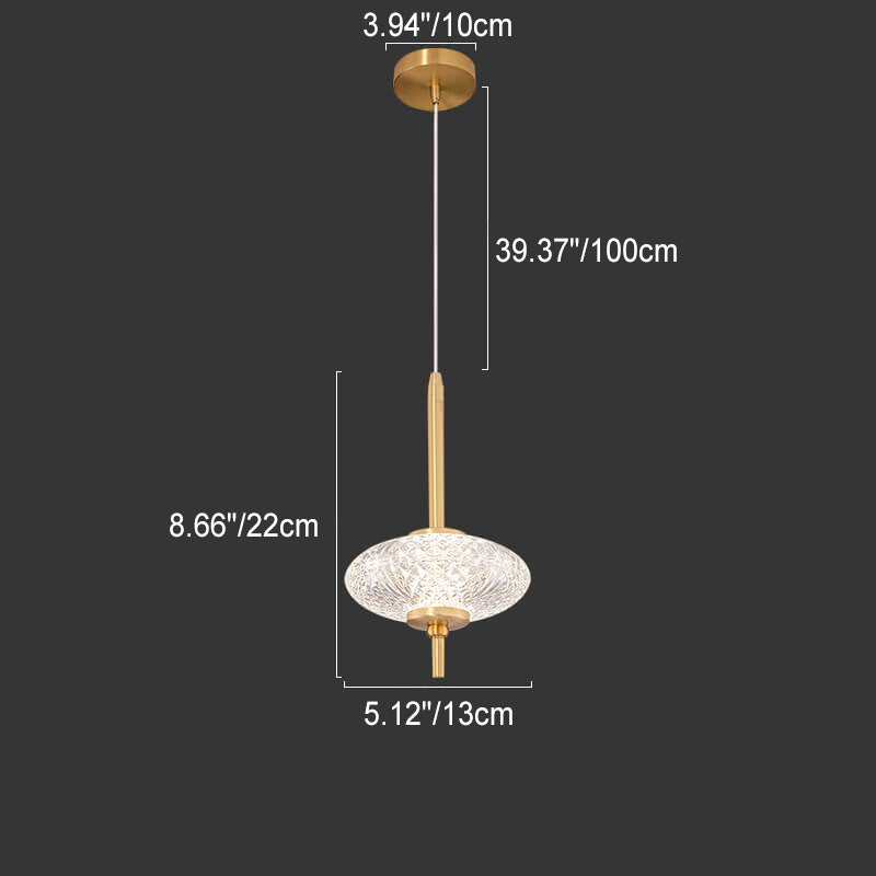 Modern Luxury All-Copper Glass Cylinder Spherical Diamond LED Pendant Light