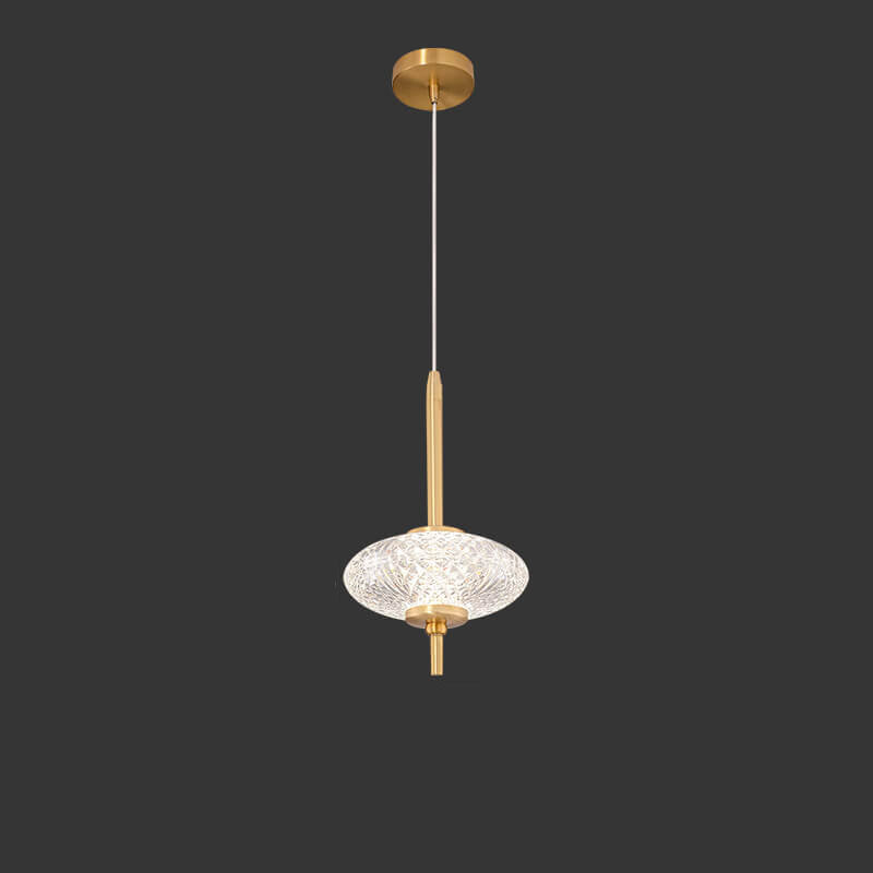 Modern Luxury All-Copper Glass Cylinder Spherical Diamond LED Pendant Light