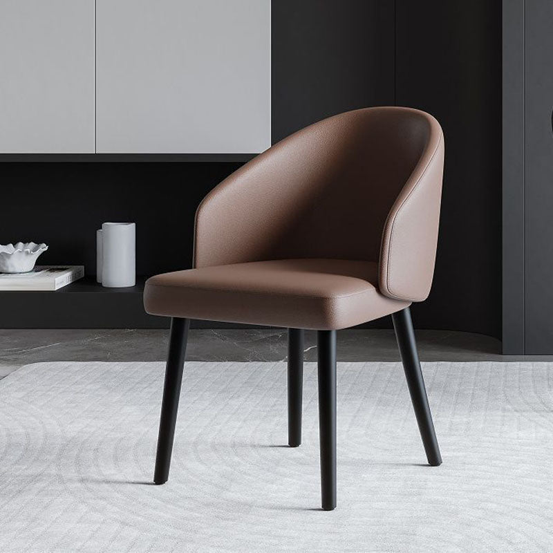 Chaise de salle à manger contemporaine nordique avec dossier en cuir PU, structure trapézoïdale, en bois de frêne, pour salle à manger 