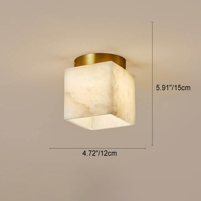 Modern Light Luxury Marble Round Ball Square Copper 1-Light Semi-Flush Mount Ceiling Light