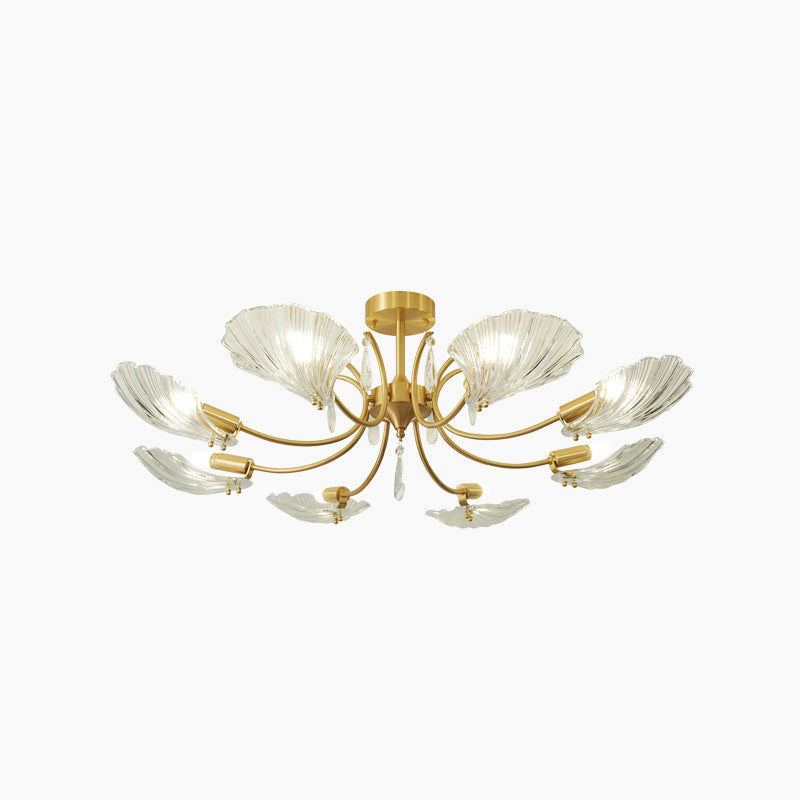 Lustre moderne minimaliste en cuivre et verre à 3/6/8 lumières pour salon 