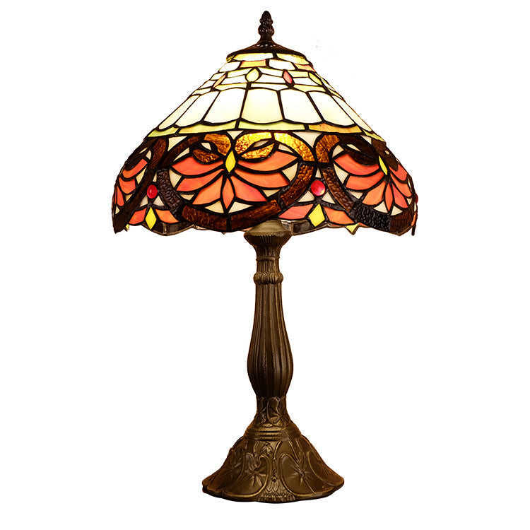 Lampe de table 1 lumière en verre teinté en alliage de style Tiffany traditionnel pour chambre 