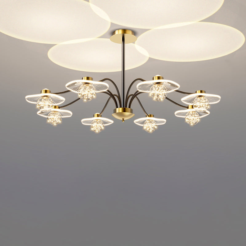 Matériel de projection créatif contemporain pour coucher de soleil, feuille de lotus, lustre LED en acrylique pour salon 