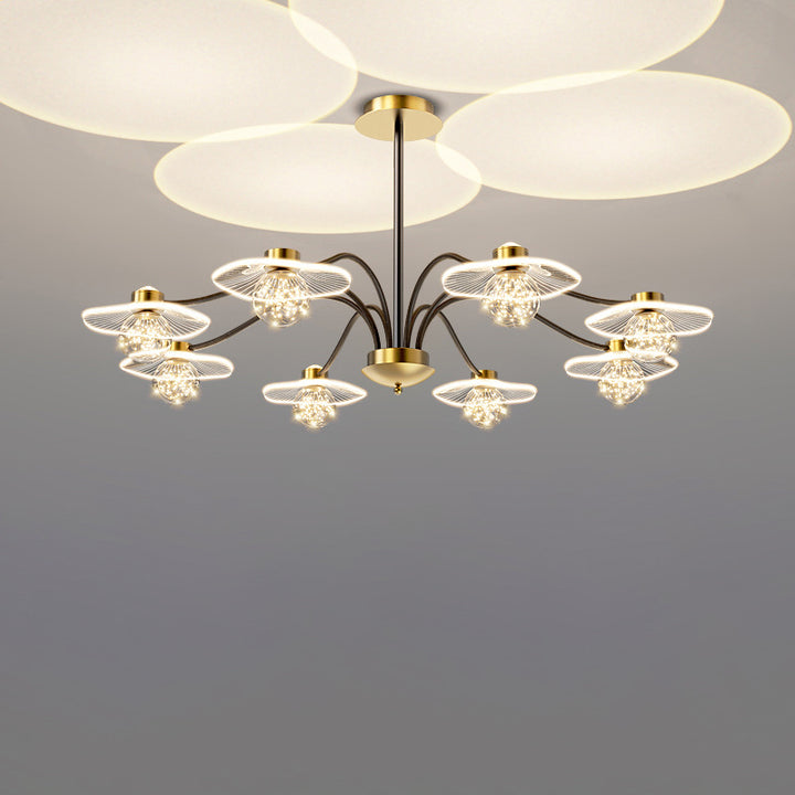 Matériel de projection créatif contemporain pour coucher de soleil, feuille de lotus, lustre LED en acrylique pour salon 