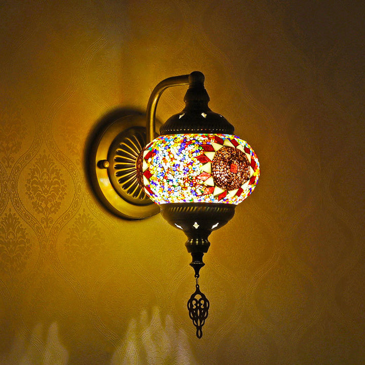 Applique Murale Globe en Mosaïque de Verre et Fer Rétro Contemporain à 1 Lumière Pour Couloir 