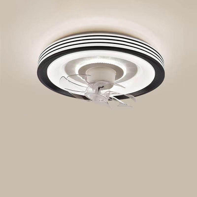 Moderner minimalistischer runder Hardware-LED-Deckenventilator mit Deckenleuchte für das Wohnzimmer 