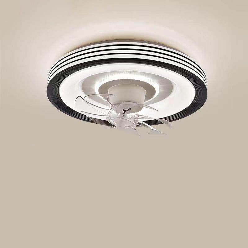 Modern Minimalist Round Hardware LED Flush Mount Ceiling Fan Light For Living Room