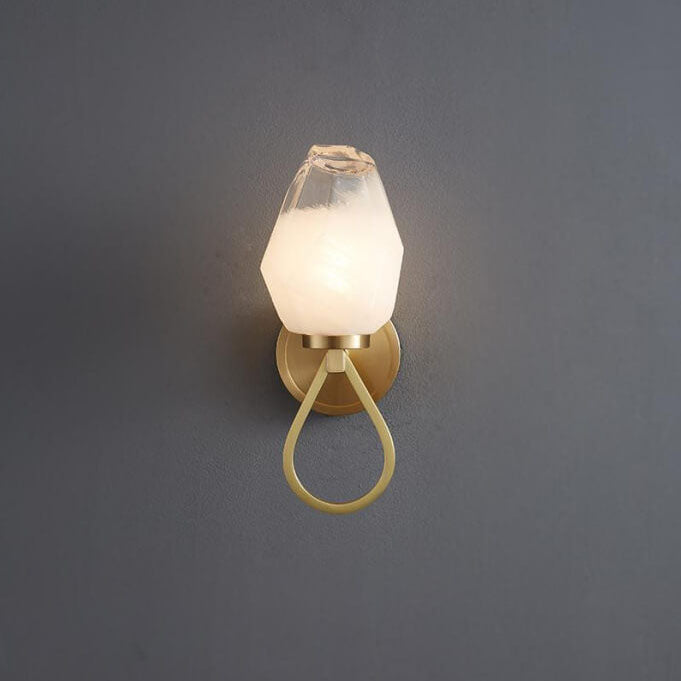 Moderne Luxus Messing Geometrische Glasschirm 1-Licht Wandleuchte für das Schlafzimmer 