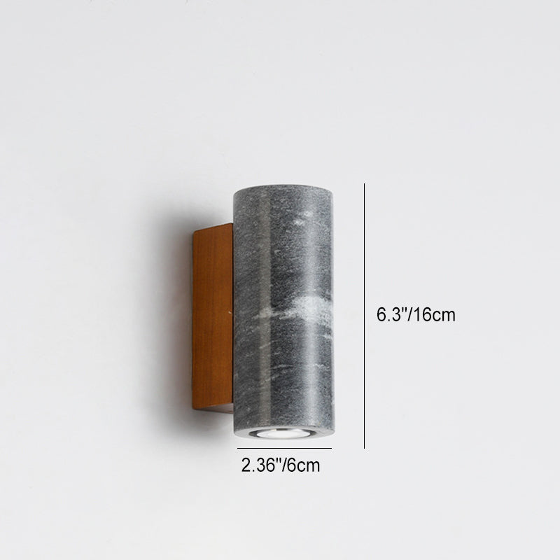 Moderne minimalistische Stein Holz Zylinder Platz 1-Licht Wandleuchte Lampe für Schlafzimmer 