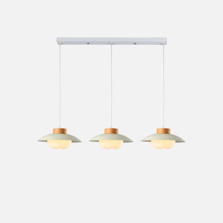 Zeitgenössische nordische Eisenholz PE Schüssel 1/2/3 Licht Kronleuchter Insel Licht für Esszimmer 