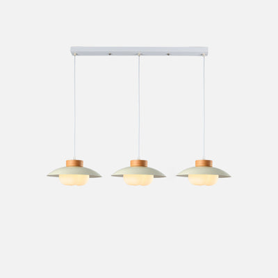 Zeitgenössische nordische Eisenholz PE Schüssel 1/2/3 Licht Kronleuchter Insel Licht für Esszimmer 