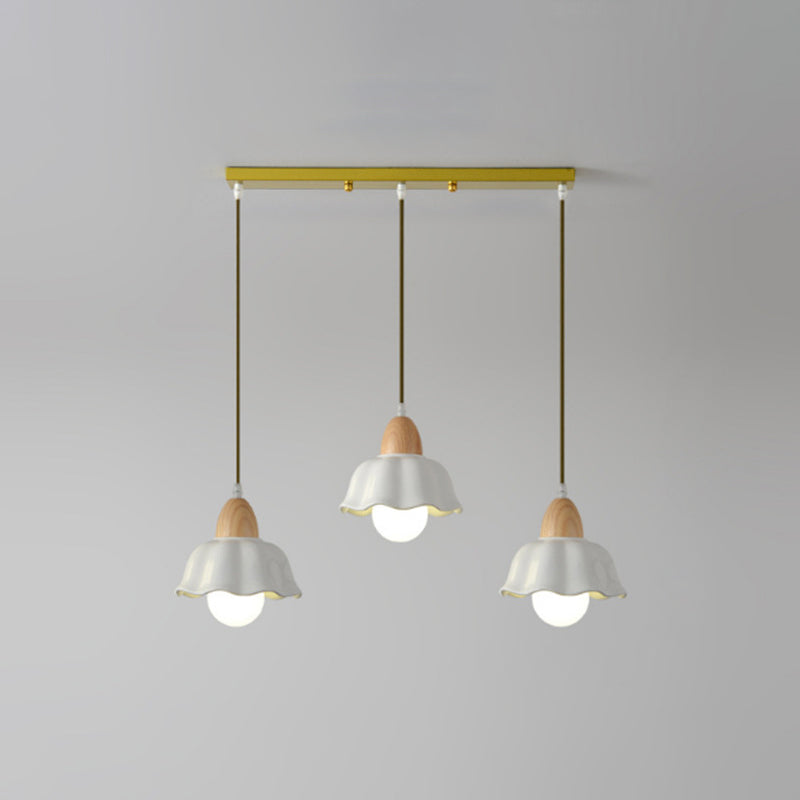 Modern Art Deco Ceramic Flower Shade 1/3-Light Island Light Chandelier For Living Room