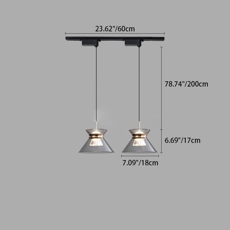 Moderne minimalistische runde Trichter Hardware Acryl LED Insel Licht Kronleuchter für Esszimmer 