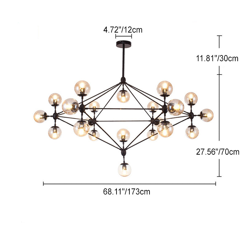 Moderne minimalistische runde Kugel Eisen Glas 10/21 Licht Kronleuchter für Wohnzimmer 